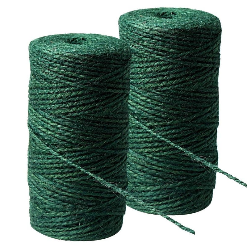 2 Rolls Green Hemp Garden Twine Garden String Christmas Twine Natural Jute String for Gardening Arts  Crafts Total 200m656ft