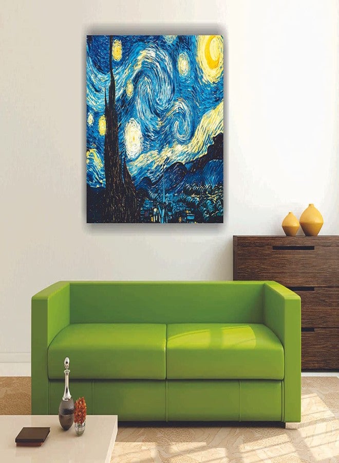PIXELARTZ Vincent Van Gogh Canvas Painting - The Starry Night for Home And Office Décor (12x8 Inches, Small) (Unframed) - Image 2