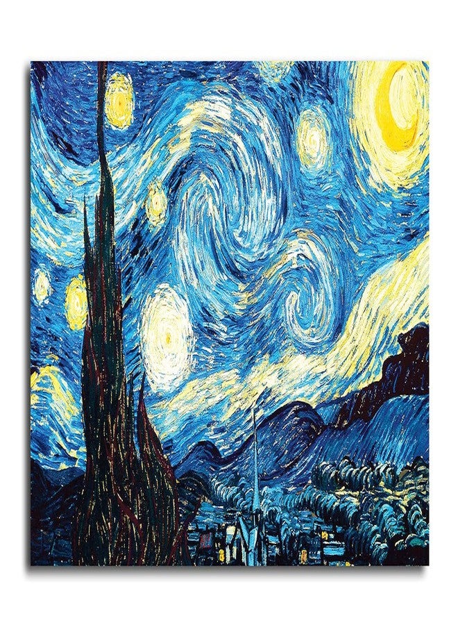 PIXELARTZ Vincent Van Gogh Canvas Painting - The Starry Night for Home And Office Décor (12x8 Inches, Small) (Unframed) - Image 1