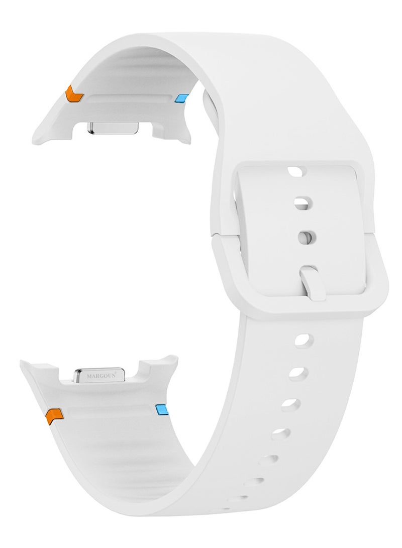 Sport Band for Galaxy Watch 8 40mm 44mm and Watch 8 Classic 46mm, Silicone Replacement Strap, M/L Size - White - Image 2