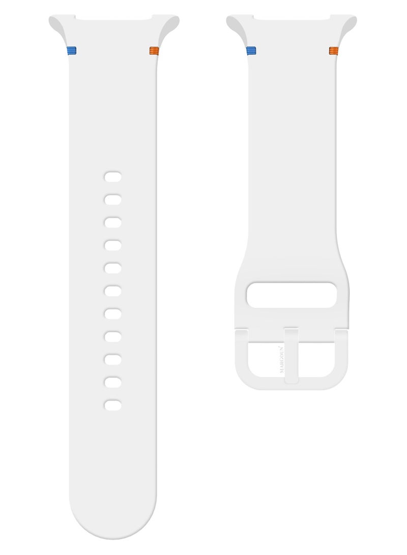 Sport Band for Galaxy Watch 8 40mm 44mm and Watch 8 Classic 46mm, Silicone Replacement Strap, M/L Size - White - Image 4