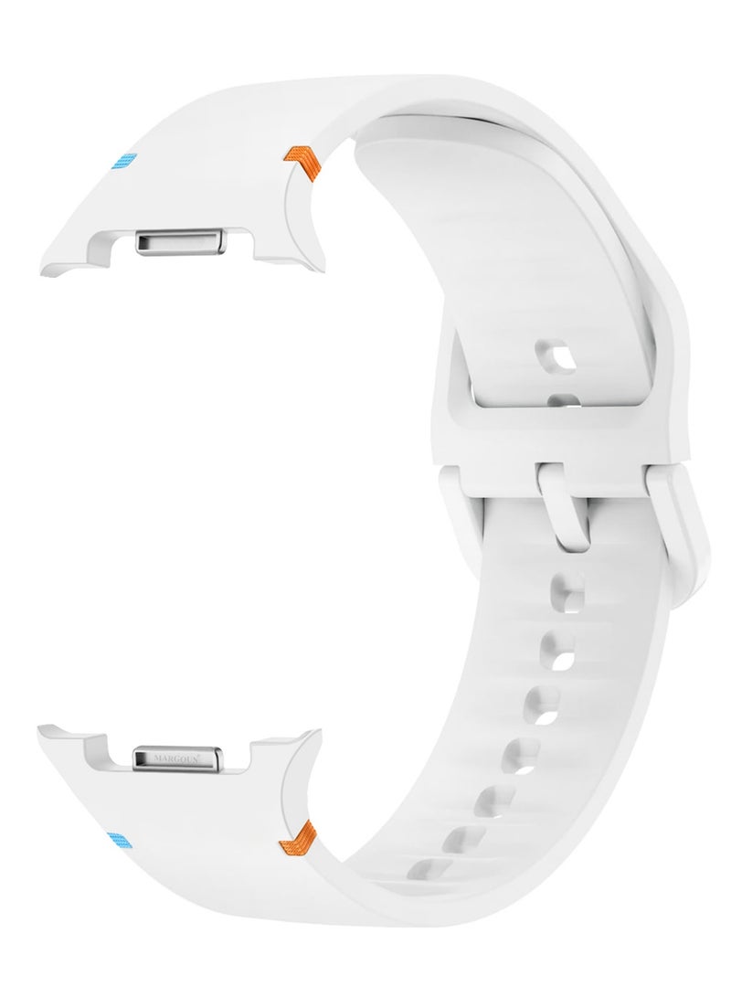 Sport Band for Galaxy Watch 8 40mm 44mm and Watch 8 Classic 46mm, Silicone Replacement Strap, M/L Size - White - Image 1