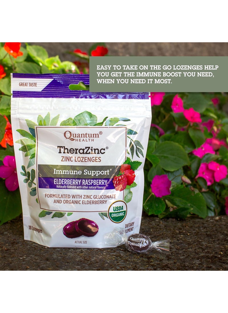 Quantum Quantum Health TheraZinc Organic Zinc Lozenges Elderberry Sambucus Raspberry  Honey Immune Support for Adults  Kids 12 Naturally Flavored Fast Relief with No Aftertaste 18 Count Package may vary  - Image 5