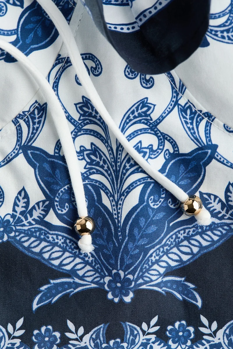 اتش اند ام بلوزة بتصميم مشد من بوبلين القطن