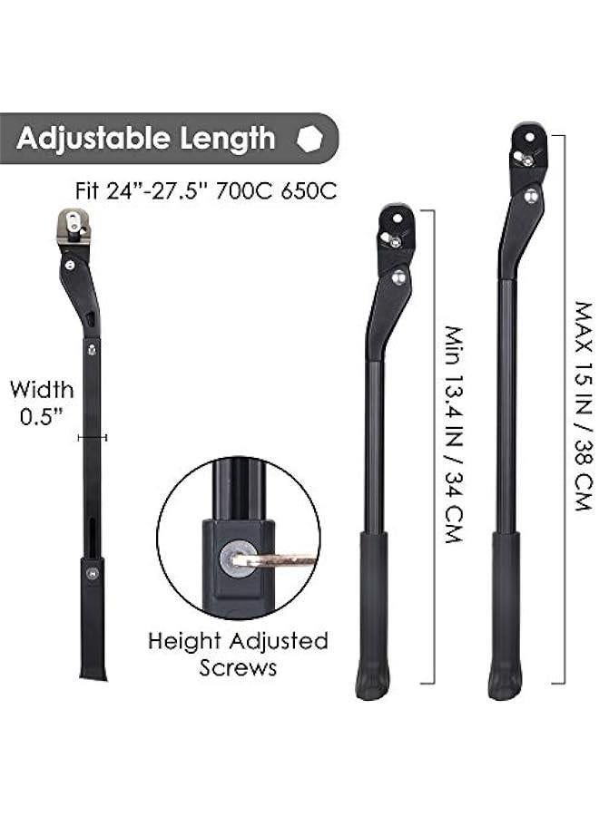 Generic Adjustable Bike Kickstand, Aluminum Alloy Bicycle Side Kickstand Quick Release Bike Side Stand Concealed Spring-Loaded Latch Non-Slip Rear Side for 24-27.5 Inch Mountain Bike and 700C 650C Road  - Image 2