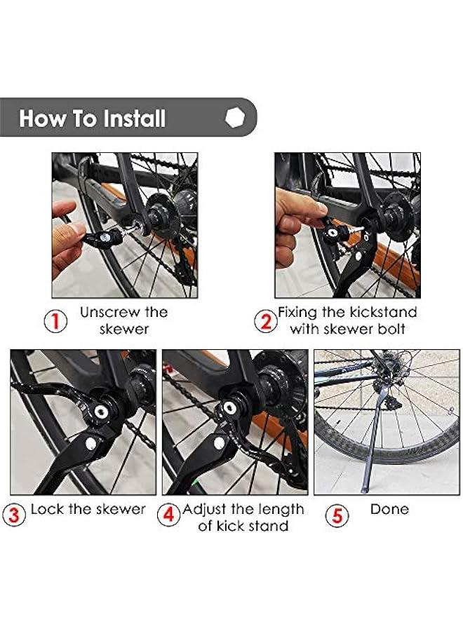 Generic Adjustable Bike Kickstand, Aluminum Alloy Bicycle Side Kickstand Quick Release Bike Side Stand Concealed Spring-Loaded Latch Non-Slip Rear Side for 24-27.5 Inch Mountain Bike and 700C 650C Road  - Image 3