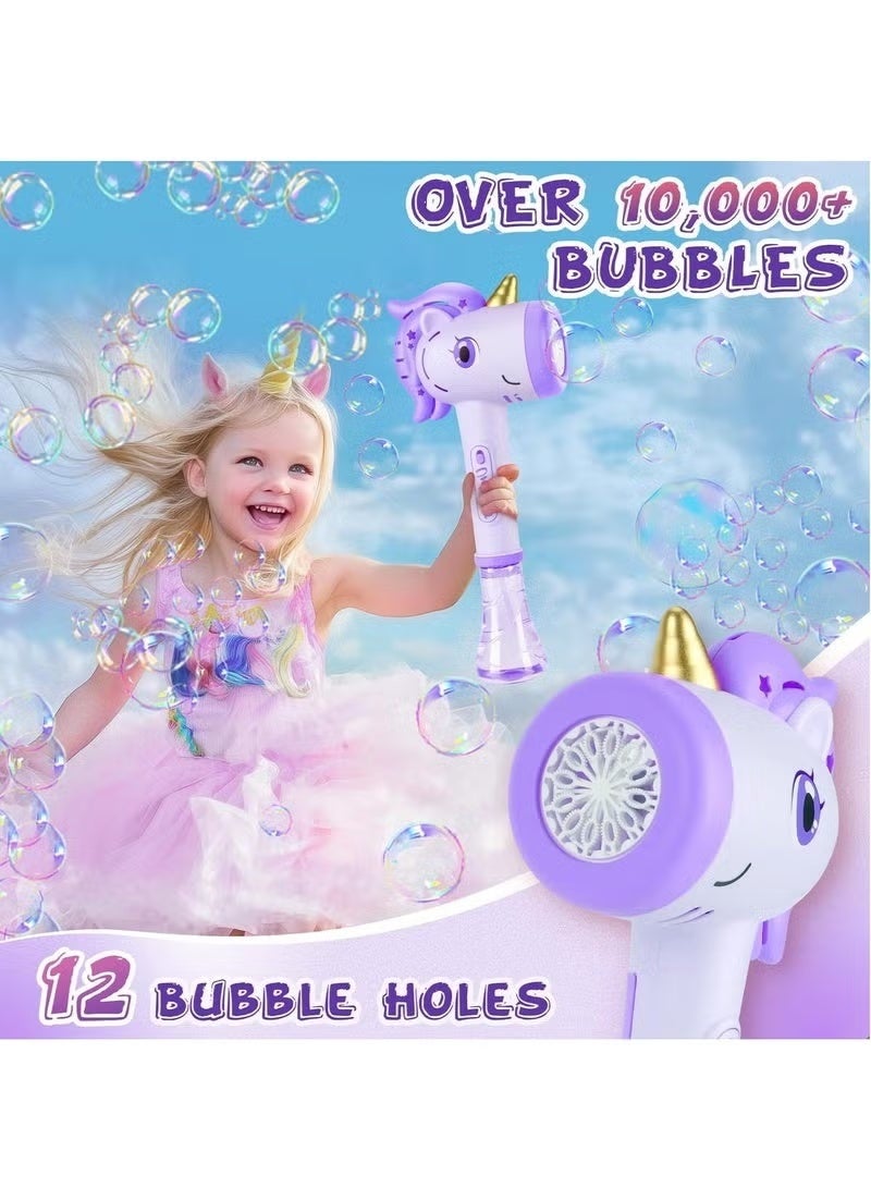 Toys for 3+ Year Old Girls Kids: Unicorn Bubble Wand with Cool Light Gifts for Age 3 4 5 6 7 8 Years Old Kids Baby Bubble Machine for Parties Birthday for Toddler Ages 3-8 - Image 2