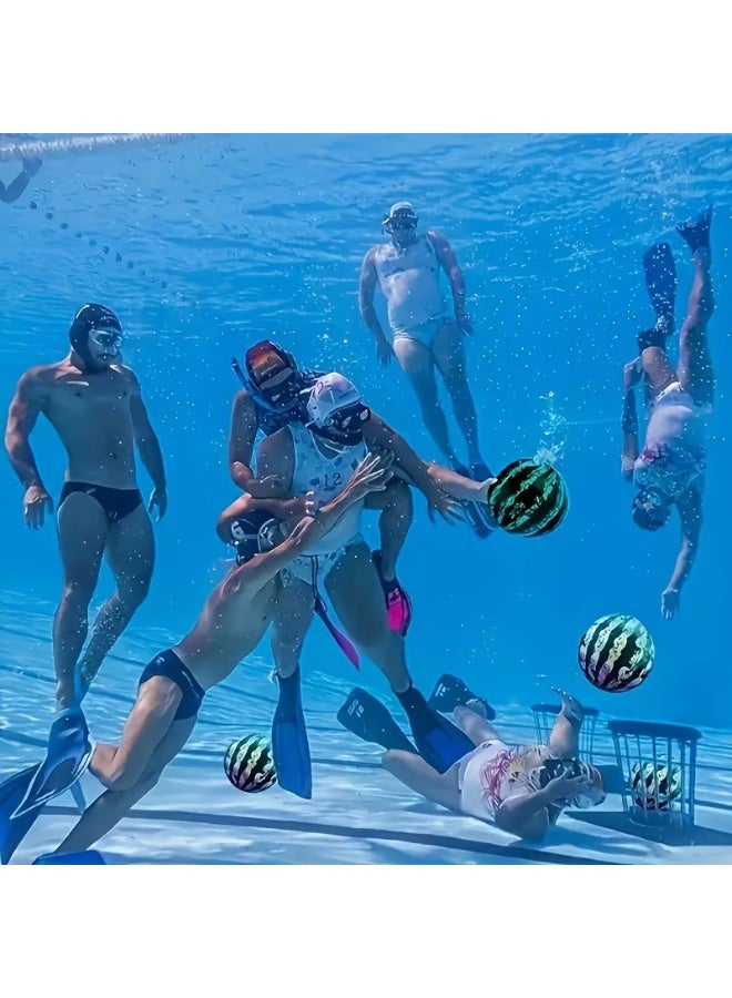 Goolsky 22.86cm Watermelon Pool Diving Ball - Durable PVC Beach & Pool Ball for Family Fun, Vibrant Green with Yellow & Pink Stripes, Bouncy Underwater Game for Beach Parties, Dribbling, Diving, Water Sports, Beach Game Essentials | Summer Pool Toy | Textured Surface - Image 4