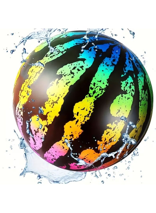Goolsky 22.86cm Watermelon Pool Diving Ball - Durable PVC Beach & Pool Ball for Family Fun, Vibrant Green with Yellow & Pink Stripes, Bouncy Underwater Game for Beach Parties, Dribbling, Diving, Water Sports, Beach Game Essentials | Summer Pool Toy | Textured Surface - Image 1