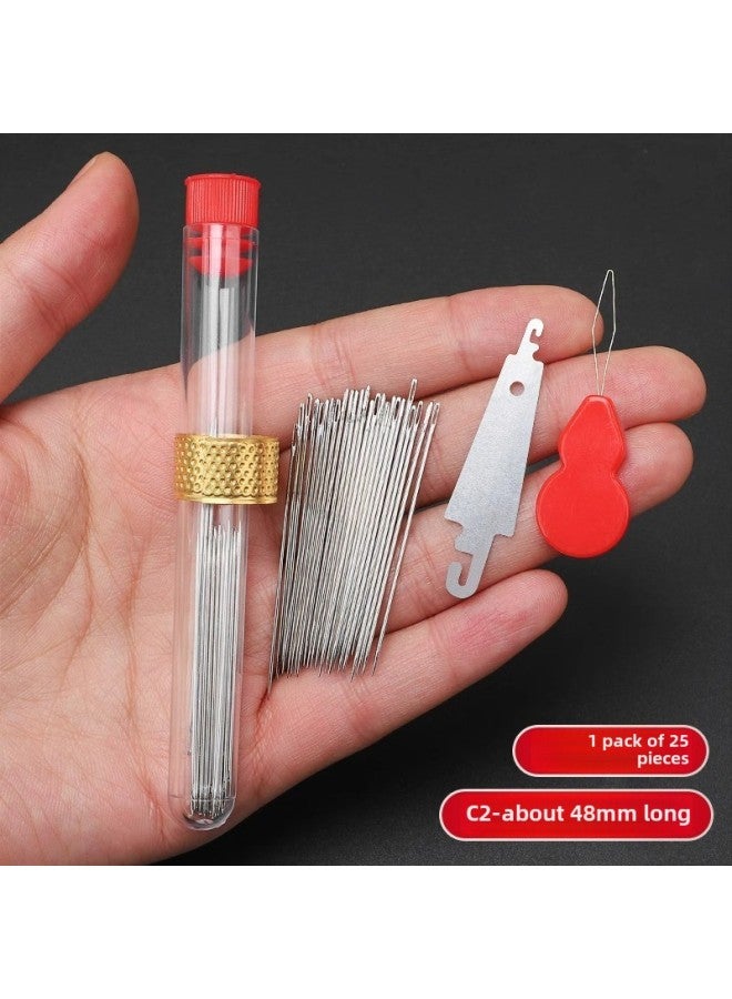 Household Eye Needle Sewing Needle Special Long Needle Thick Needle Big Nose Needle Large Hole Steel Needle For Old People Hand Sewing Needle-Color:4.8cm Long Free Gifts  - Image 1
