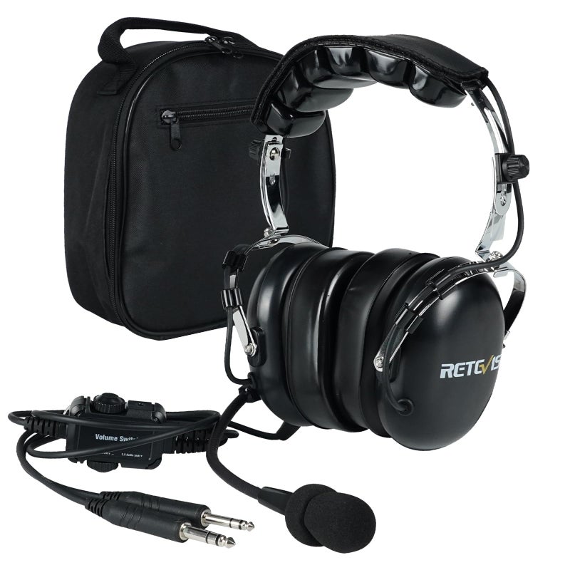 Retevis EHG001 Premium Aviation Headsets for Pilots,Mono and Stereo,Passive Noise Reduction,Noise Canceling Mic,Gel Ear Seals Headrest,Custom Fit Headband,for Flight Students,Headset Bag(1 Pack) - Image 1