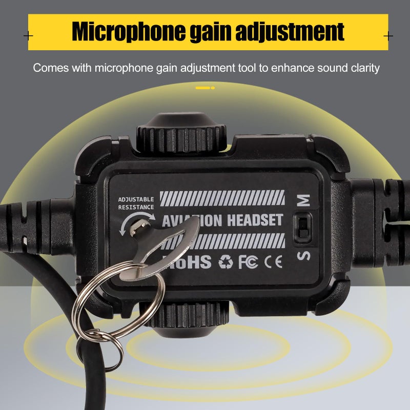 Retevis EHG001 Premium Aviation Headsets for Pilots,Mono and Stereo,Passive Noise Reduction,Noise Canceling Mic,Gel Ear Seals Headrest,Custom Fit Headband,for Flight Students,Headset Bag(1 Pack) - Image 5