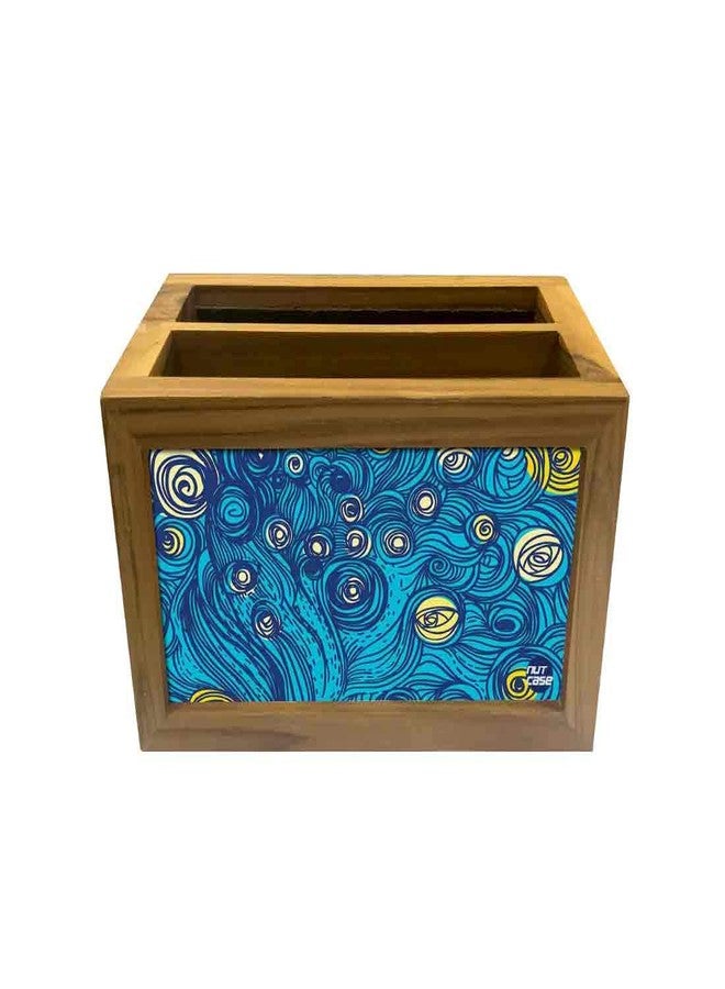 Nutcase Designer Teak Wood TV Remote Stand For Home Remote Holders Organizer Caddy for TV/AC Remotes Control -Multipurpose Desk Organiser-6�x4�x4� - Starry starry night - Image 4