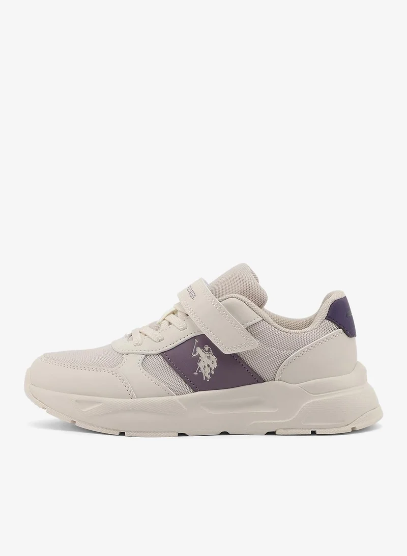 يو اس بولو اسن U.S. Polo Assn. Lorena Girl's Comfortable Stylish Casual Everyday Low Top Sneaker - Beige