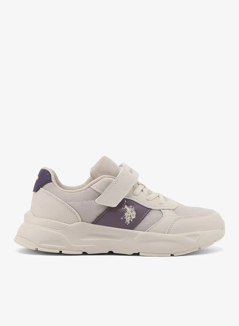 يو اس بولو اسن U.S. Polo Assn. Lorena Girl's Comfortable Stylish Casual Everyday Low Top Sneaker - Beige