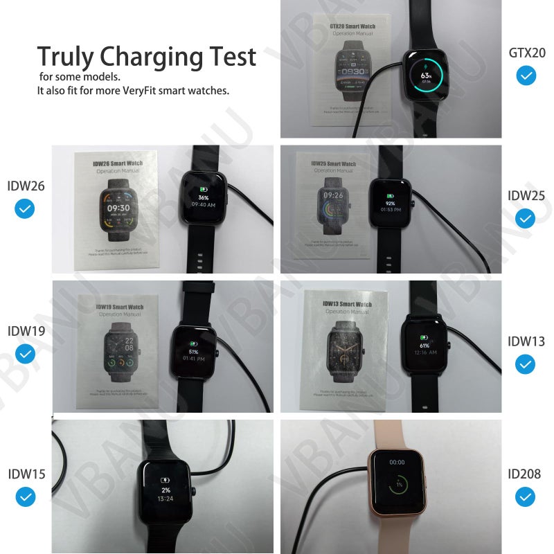 VBANU VeryFit Smartwatch Charger, Fit for ID208, GTX20, IDW13/15/16/17, IDW19/20/25/26/28 and More, Replacement Magnetic USB Cable for Fast and Easy Charging, 3.3 ft, (ID-Cable) - Image 3