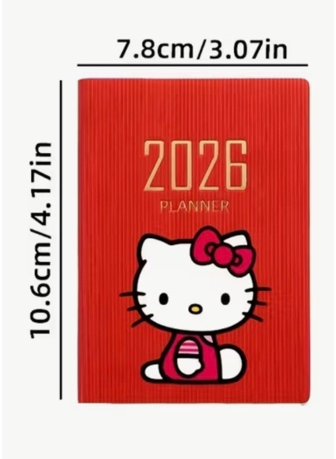 clooudiss Sanrio Hello Kitty new year 2026 Pocket Planner – 128 Pages, Daily Layout with Monthly Tabs, Cute Compact Design - Image 2