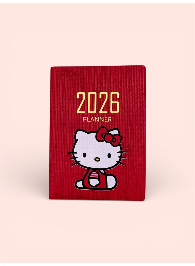 clooudiss Sanrio Hello Kitty new year 2026 Pocket Planner – 128 Pages, Daily Layout with Monthly Tabs, Cute Compact Design - Image 1