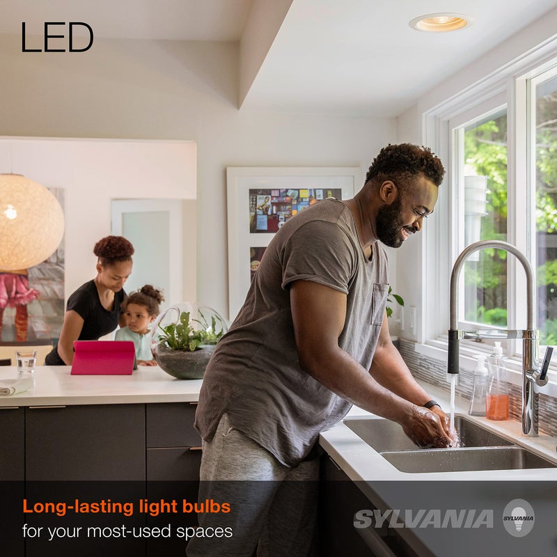LEDVANCE Sylvania ECO LED BR30 Light Bulb, 65W = 9W, Dimmable, Frosted Finish, 650 Lumens, 3000K, Neutral White - 4 Pack (41101) - Image 3