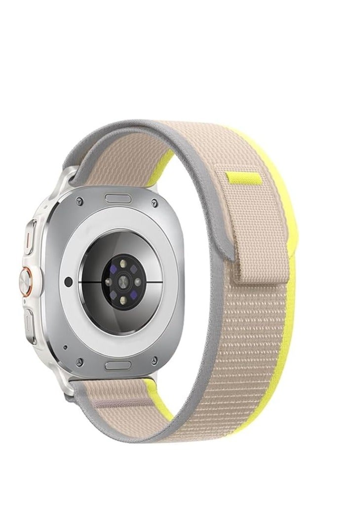 Trail Loop Strap for Samsung Galaxy Watch 7 Ultra 47mm Nylon Sport Watchband No Gap Men's Wristband Yellow Gray
