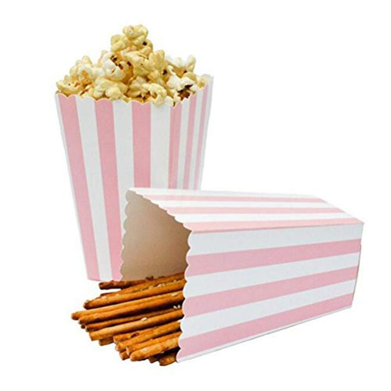 BinaryABC Popcorn BoxesStripe Pattern Decorative Dinnerware for Party452 x 196inch24pcsPink - Image 2