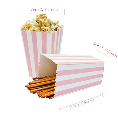 BinaryABC Popcorn BoxesStripe Pattern Decorative Dinnerware for Party452 x 196inch24pcsPink - Image 3