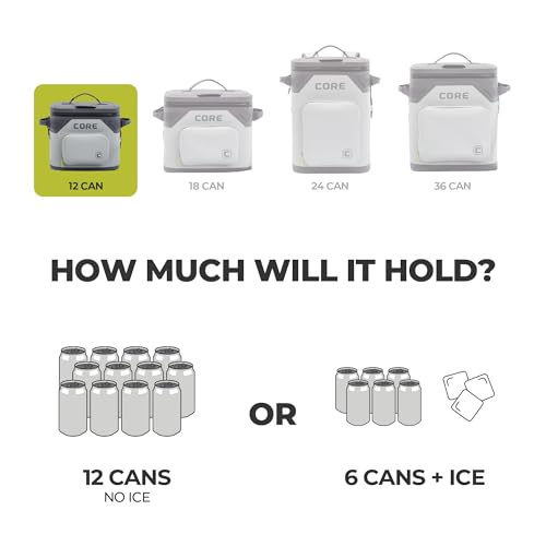 CORE Magnetic Leak Proof 12 Can Soft Cooler with Waterproof Zipper | Insulated Bag Portable Ice Chest Box | Best Soft Cooler for Food & Beverages for Tailgating, Car Camping, and Family Beach Picnics - Image 4