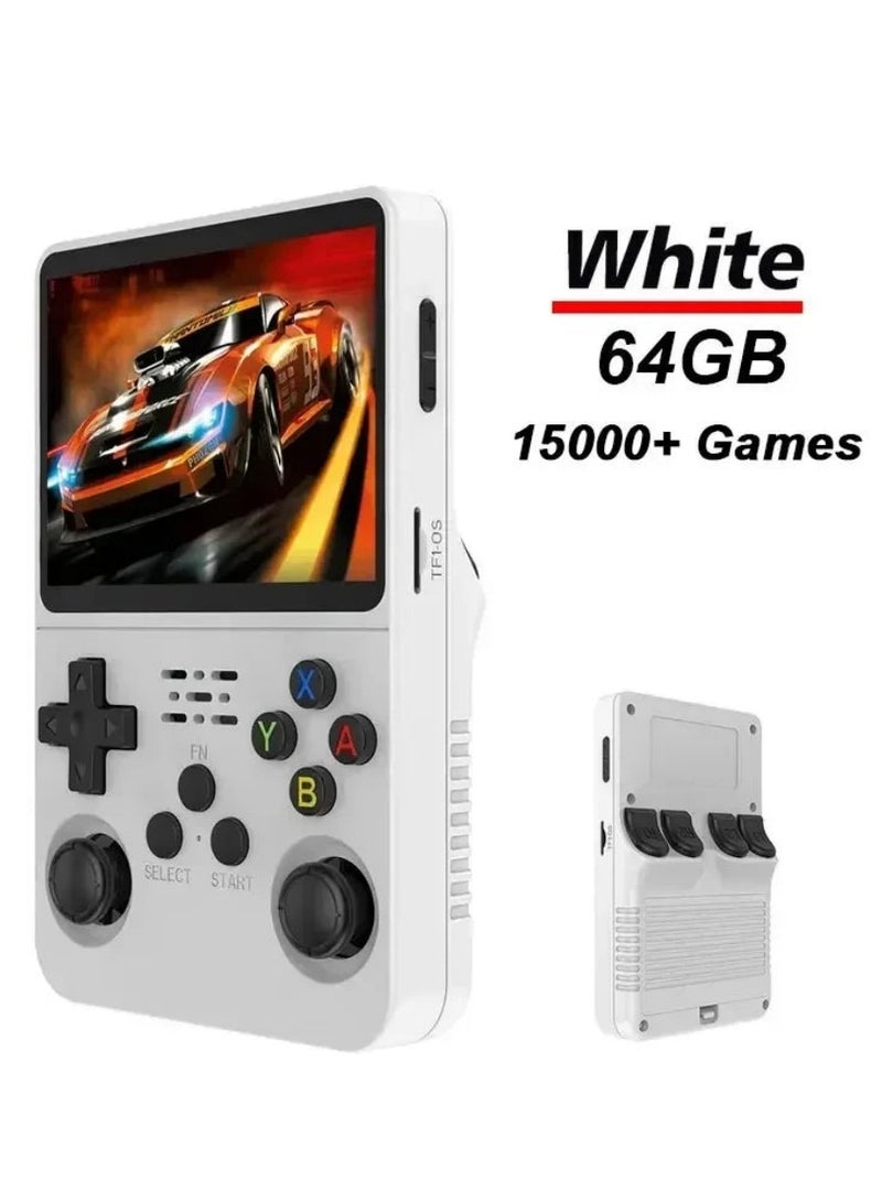 R36S Handheld Retro Gaming Console Linux System with 64G TF Card, Preloaded with 15000+ Games, Retro Video Game Console 3.5-inch IPS Screen (White 64G) - Image 2