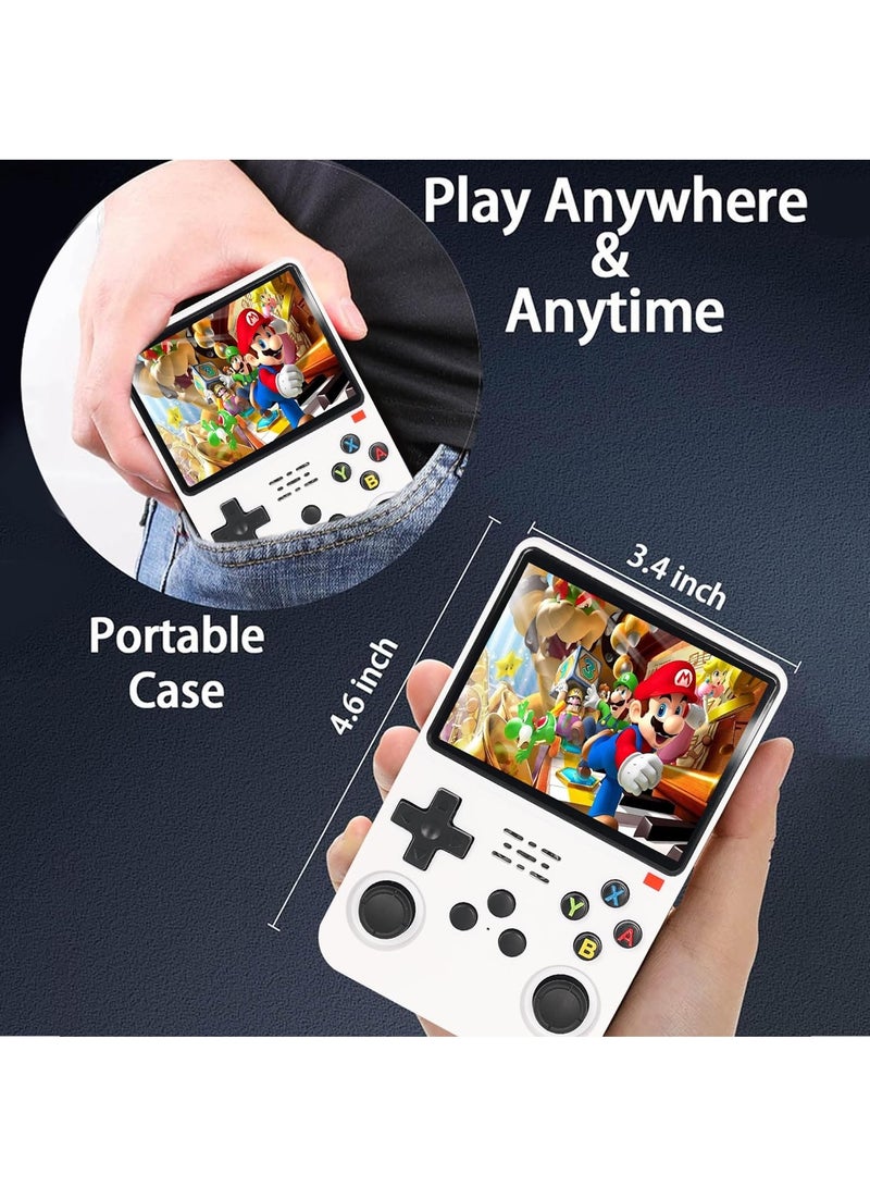 R36S Handheld Retro Gaming Console Linux System with 64G TF Card, Preloaded with 15000+ Games, Retro Video Game Console 3.5-inch IPS Screen (White 64G) - Image 3