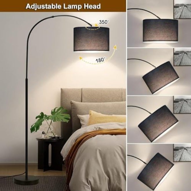 ALongDengFloor Lamps for Living Room, 185CM Modern Floor Lamp with Adjustable Hanging Drum Shade, Height Tall Arc Floor Lamp, 12W Bulb Included, for Bedroom Office Dorm  Room - Image 5