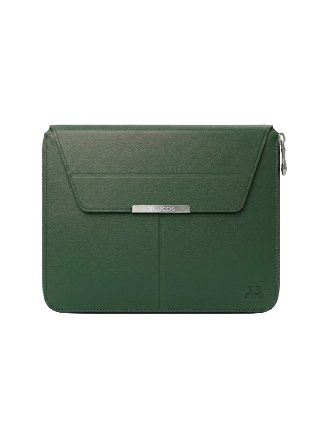 Mobcos Mobcos Green Laptop Sleeve Bag for 15–16 Inch Laptops | Slim Premium PU Leather Waterproof Protective Case with Soft Inner Lining, Smooth Zipper & Lightweight
