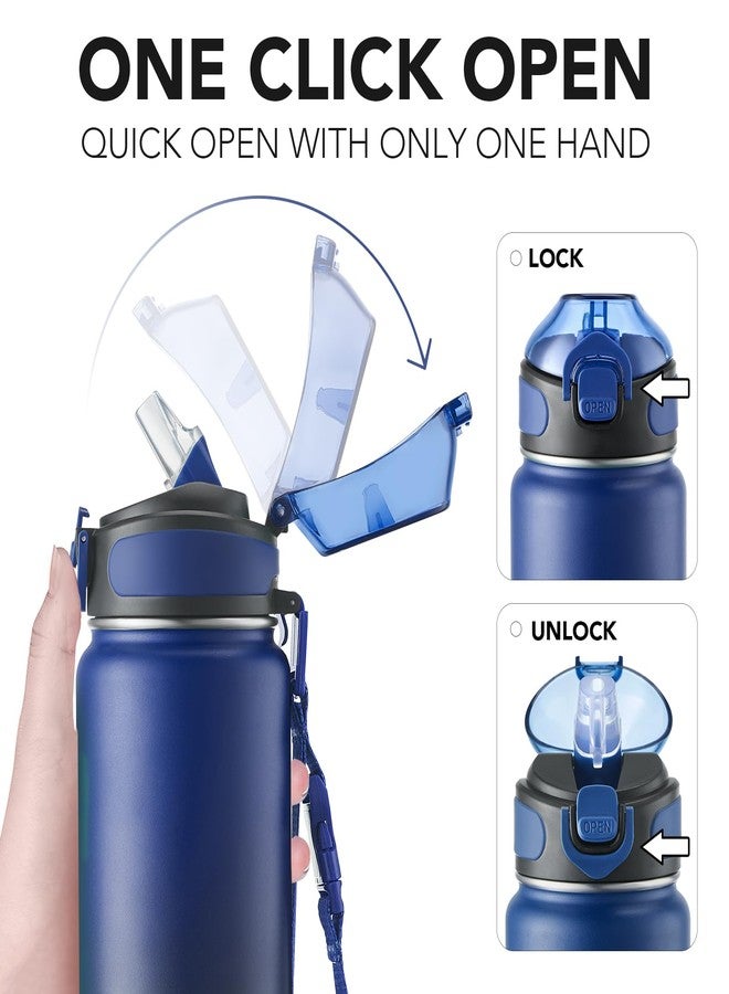 Enerbone Insulated Water Bottle, 32 oz Stainless Steel Water Bottles with Carrying Strap, Double-Wall Vacuum Insulation Thermos, Leakproof Sports Bottle with Straw, Keep Drinks Hot or Cold for Hours - Image 3