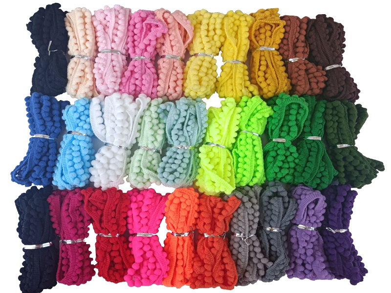 MONIDOOR Mini Pom Pom Trim 29 Yards 29 Colors 5mm Ball Fringe Trim for Sewing Accessory Decoration DIY Crafts (Mixed Color 1 1743) - Image 1