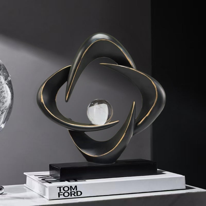 CECKQUE Modern Home Decor Abstract Decorative Sculpture Decorations for Living Room Dining Room Office, Resin Art Statues Coffee Table Bookshelf Decor Accents (Black) - Image 2