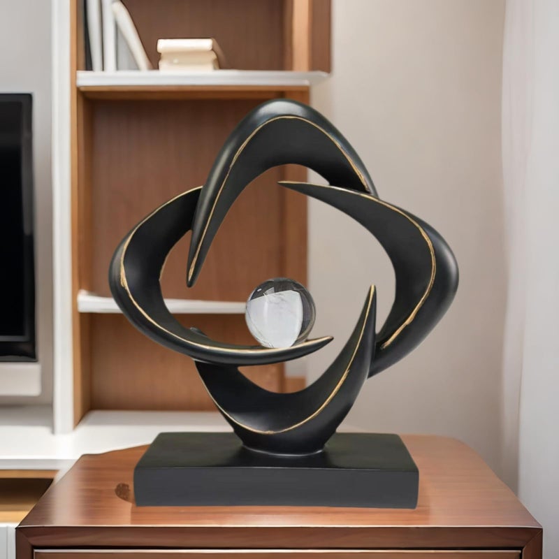 CECKQUE Modern Home Decor Abstract Decorative Sculpture Decorations for Living Room Dining Room Office, Resin Art Statues Coffee Table Bookshelf Decor Accents (Black) - Image 4