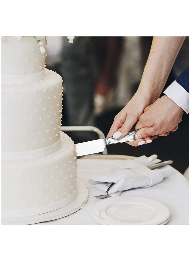 Set of 2 Rustic Silver Wedding Cake Knife and Serving Set for Weddings, Parties, Birthdays, and Anniversaries - Perfect Rustic Touch for Your Special Day - Image 4
