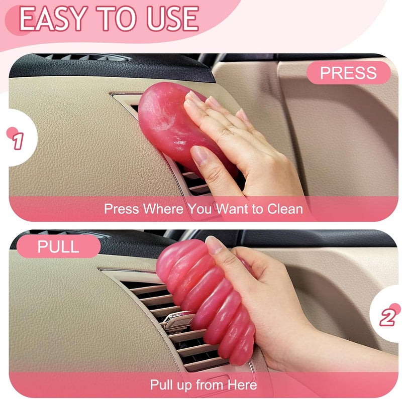 TeSabMi Car Cleaning Gel Car Cleaning Putty Car Putty Car Interior Cleaner Car Slime Car Detailing Kit Car Accessories Gifts for Mother's Day Mom Men Women Stocking Stuffers Pink - Image 4