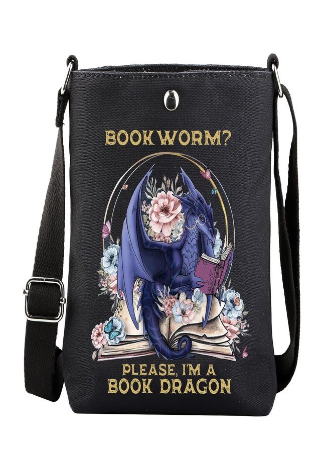 MAOFAED Fantasy Dragon Crossbody Bag, Fantasy Reader Gift, Bookworm Gift, I'm A Book Dragon - Image 1