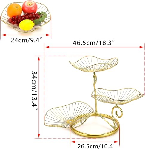OwnMy 3-Tier Fruit Basket Stand Decorative Iron Fruit Bowl, Metal Wire Fruit Holder Storage Trays Table Countertop Holder for Vegetables Bread Snack, Modern Fruit Bowls for Kitchen Home Use - Image 3