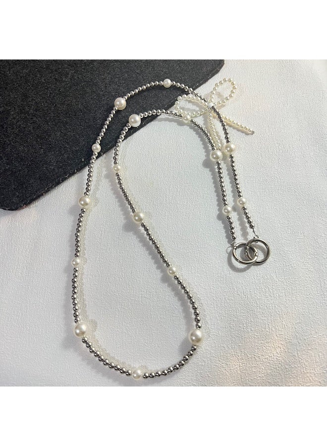 NIBEMINENT Super Cute Beaded Phone Charm – Trendy Phone Chain Wrist Strap, Shining Beads Chain Lanyard for Cell Phone - Image 1