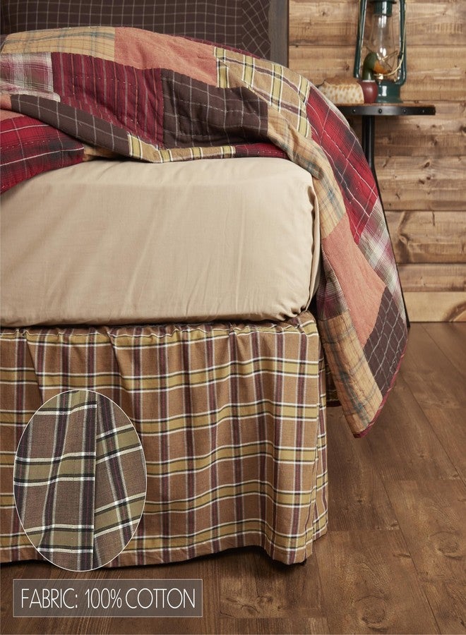 VHC Brands Wyatt Bedding Accessory, Queen Skirt 60x80x16, Plaid Tan - Image 3