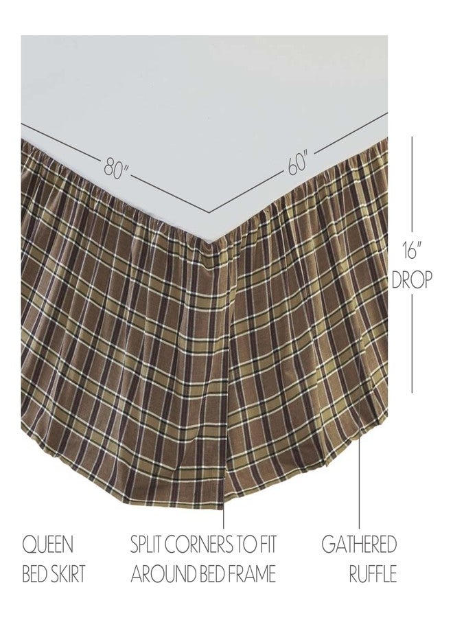 VHC Brands Wyatt Bedding Accessory, Queen Skirt 60x80x16, Plaid Tan - Image 2