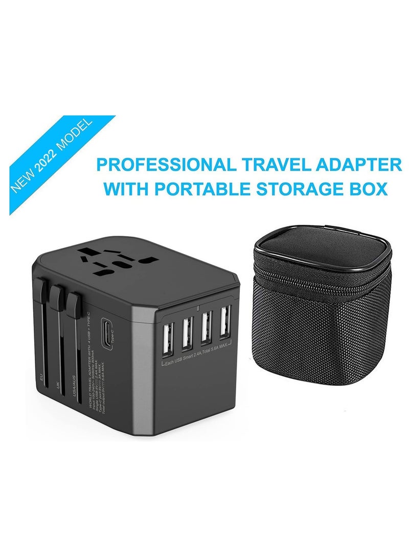 ELTRAZONE Universal International Travel Power Adapter with 3 USB + 1 Type C Charging Ports, European Adapter, Worldwide AC Outlet Plugs Adapters for Europe, UK, US, AU  - Image 2