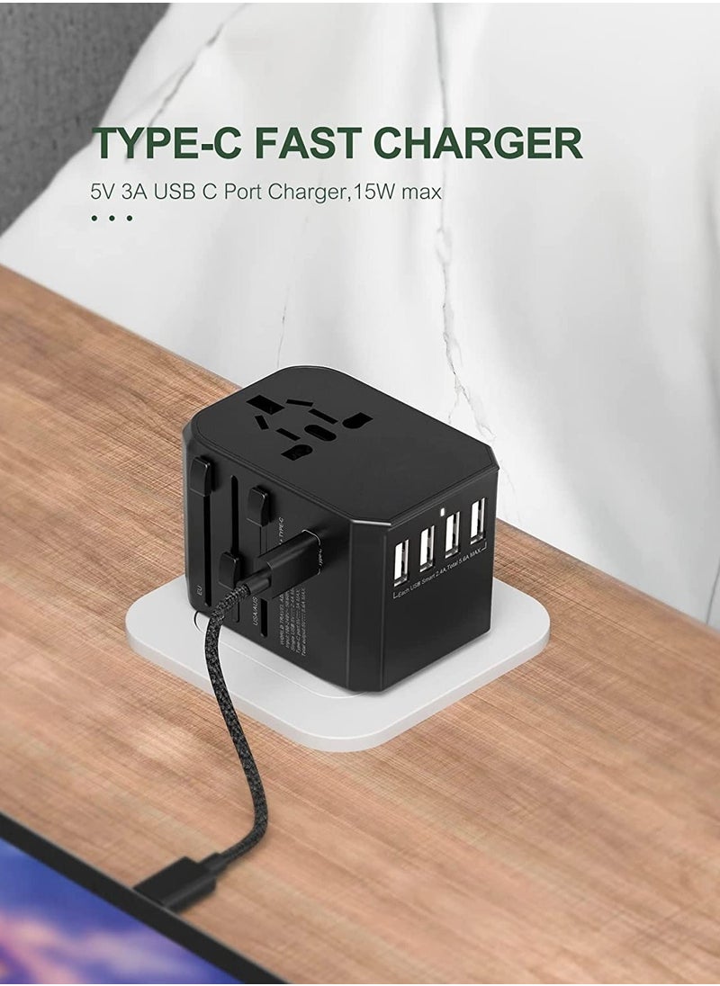 ELTRAZONE Universal International Travel Power Adapter with 3 USB + 1 Type C Charging Ports, European Adapter, Worldwide AC Outlet Plugs Adapters for Europe, UK, US, AU  - Image 3