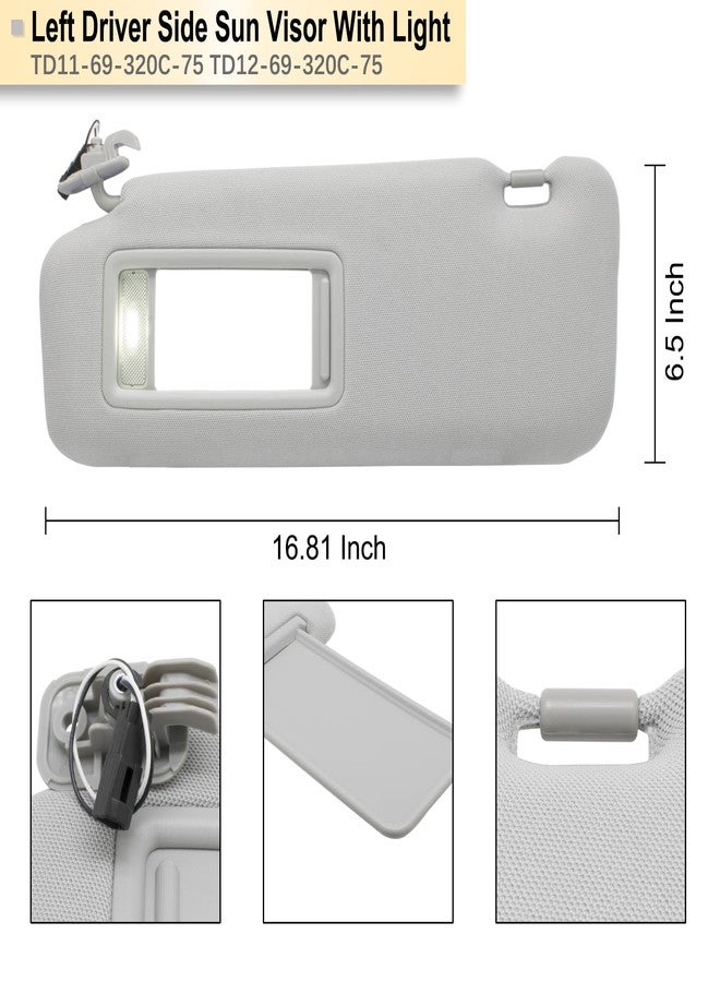 NHILES Left Driver Sun Visor Compatible with Mazda CX-9 2010-2015 Sun Visor Replacement Number TD11-69-320C-75 TD12-69-320C-75 Color:Gray - Image 4