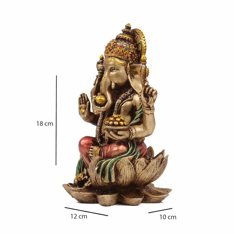 Indicast Cold Cast Resin Ganesh Showpiece Antique Decor 7 Inches Metal Finish - Image 5