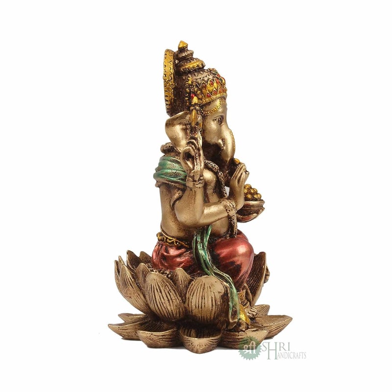 Indicast Cold Cast Resin Ganesh Showpiece Antique Decor 7 Inches Metal Finish - Image 4