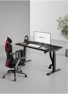 AFTERWORK Neo Max Series Electric Height Adjustable Standing Desk Gaming Table | 140x75 cm | Black Frame & Table Top | Advanced Control | Dual Motor | Ergonomic Design  - Image 3