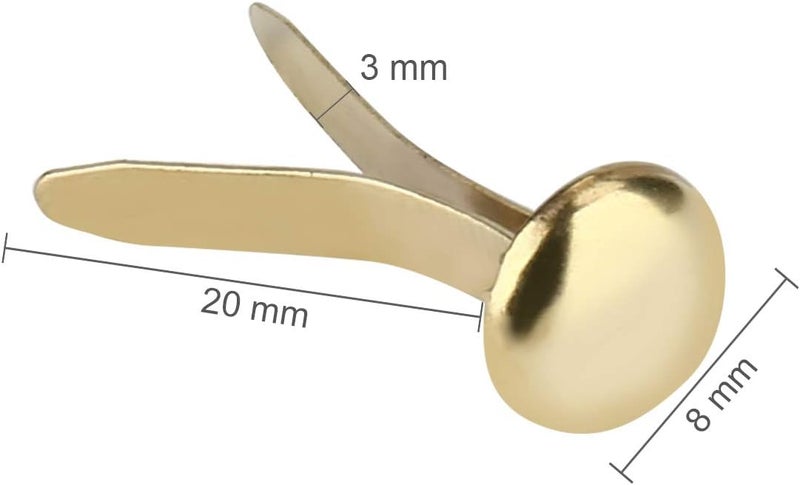 AJulyBee 100 PCS Mini Brads, Brass Fasteners 20 x 8mm, Small Metal Brad for Paper Crafts & Scrapbooking DIY, Handmade Cards - Image 2