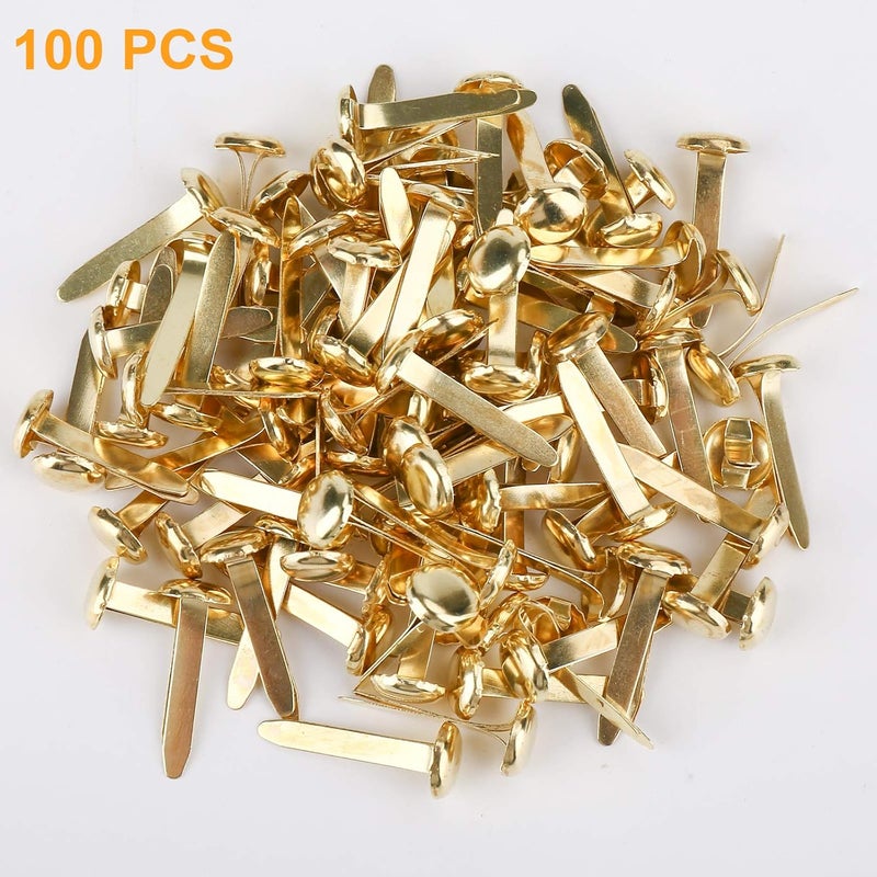 AJulyBee 100 PCS Mini Brads, Brass Fasteners 20 x 8mm, Small Metal Brad for Paper Crafts & Scrapbooking DIY, Handmade Cards - Image 3